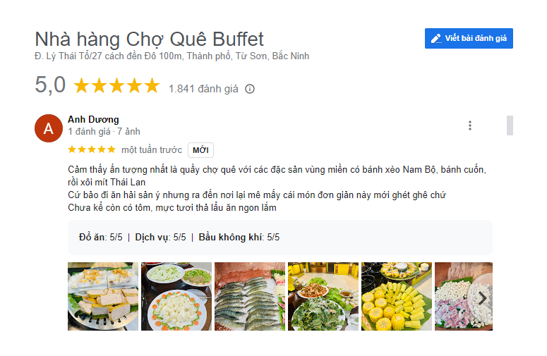 Chợ Quê Buffet nhận nhiều phản hồi tích cực về chất lượng món ăn cũng như thái độ phục vụ chuyên nghiệp 