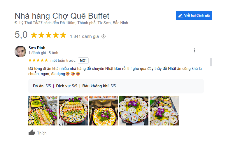 Chợ Quê Buffet nhận nhiều phản hồi tích cực về chất lượng món ăn cũng như thái độ phục vụ chuyên nghiệp 